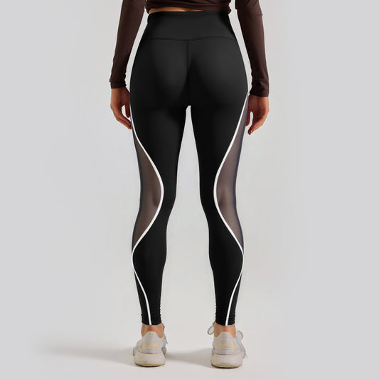 Women's Color Matching Mesh European And American High Waist Yoga Pants - Sophinity