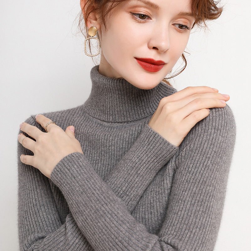 Simple Temperament High Collar Sweater Women's FallWinter Slim Short Pullover - Sophinity