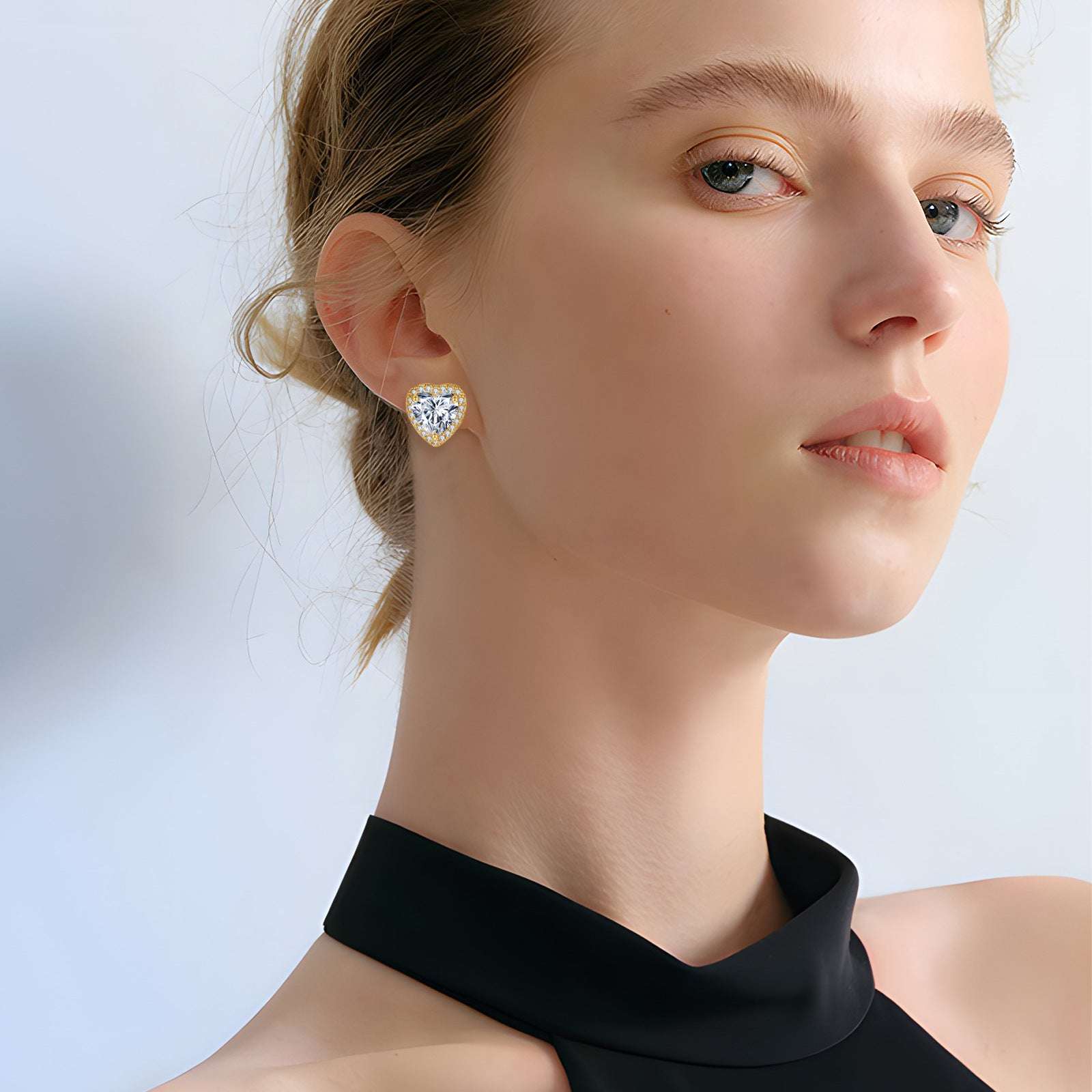 Loving Heart Zircon Stud Earrings Fashion Simple Copper Earrings Women - Sophinity