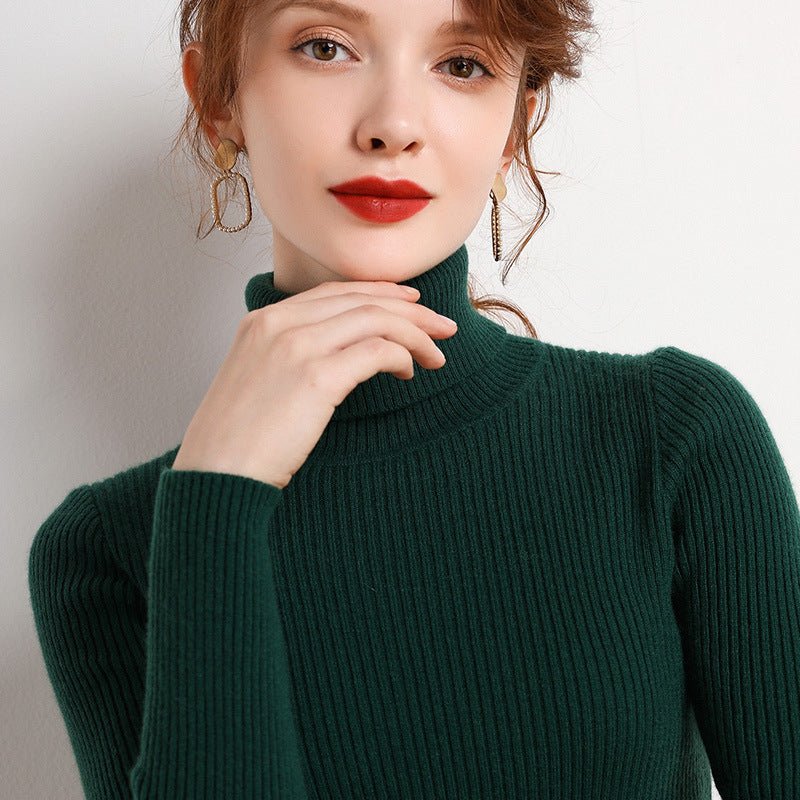 Simple Temperament High Collar Sweater Women's FallWinter Slim Short Pullover - Sophinity