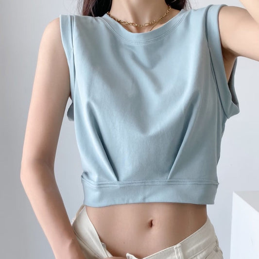 Women's Loose Exercise Blouse I-shaped Round Neck Slim-fit Tank Top - Sophinity