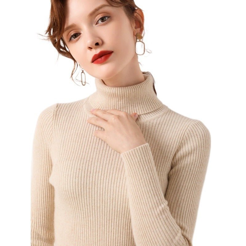 Simple Temperament High Collar Sweater Women's FallWinter Slim Short Pullover - Sophinity