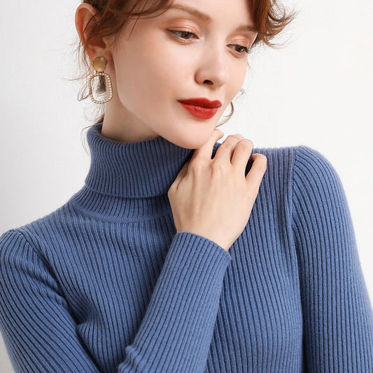 Simple Temperament High Collar Sweater Women's FallWinter Slim Short Pullover - Sophinity