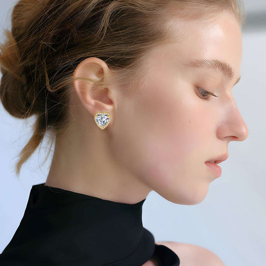 Loving Heart Zircon Stud Earrings Fashion Simple Copper Earrings Women - Sophinity