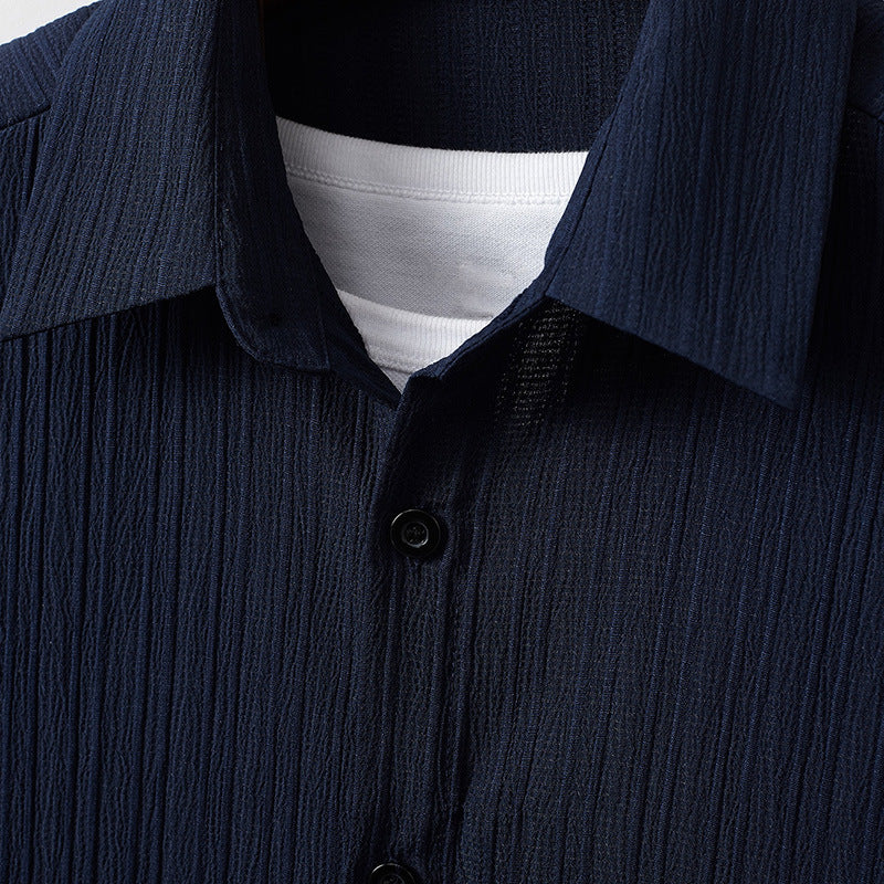 Striped Short-sleeved Shirt Breasted Lapel Suit - Sophinity