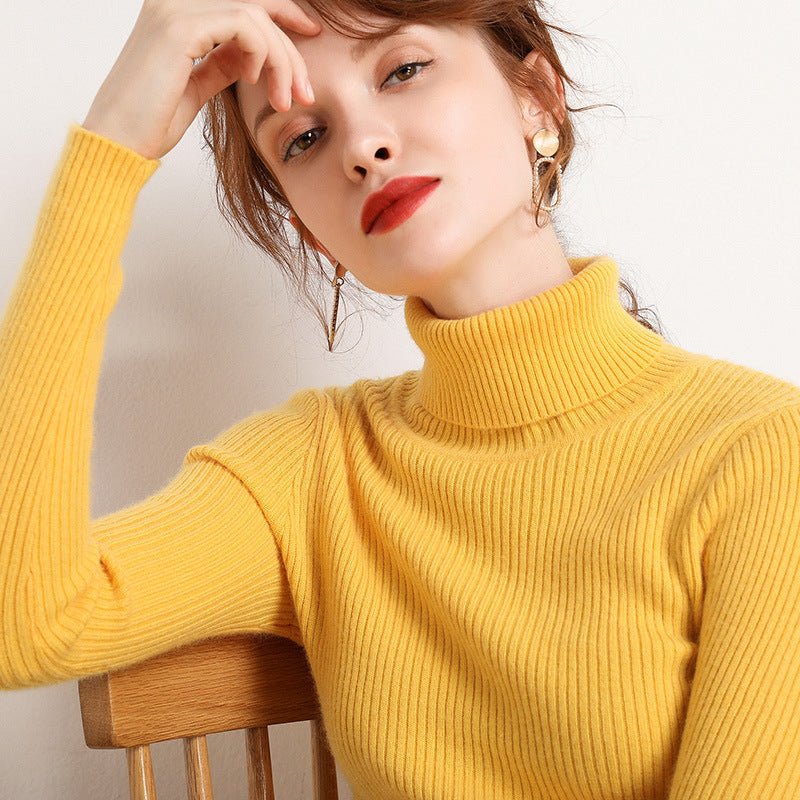 Simple Temperament High Collar Sweater Women's FallWinter Slim Short Pullover - Sophinity
