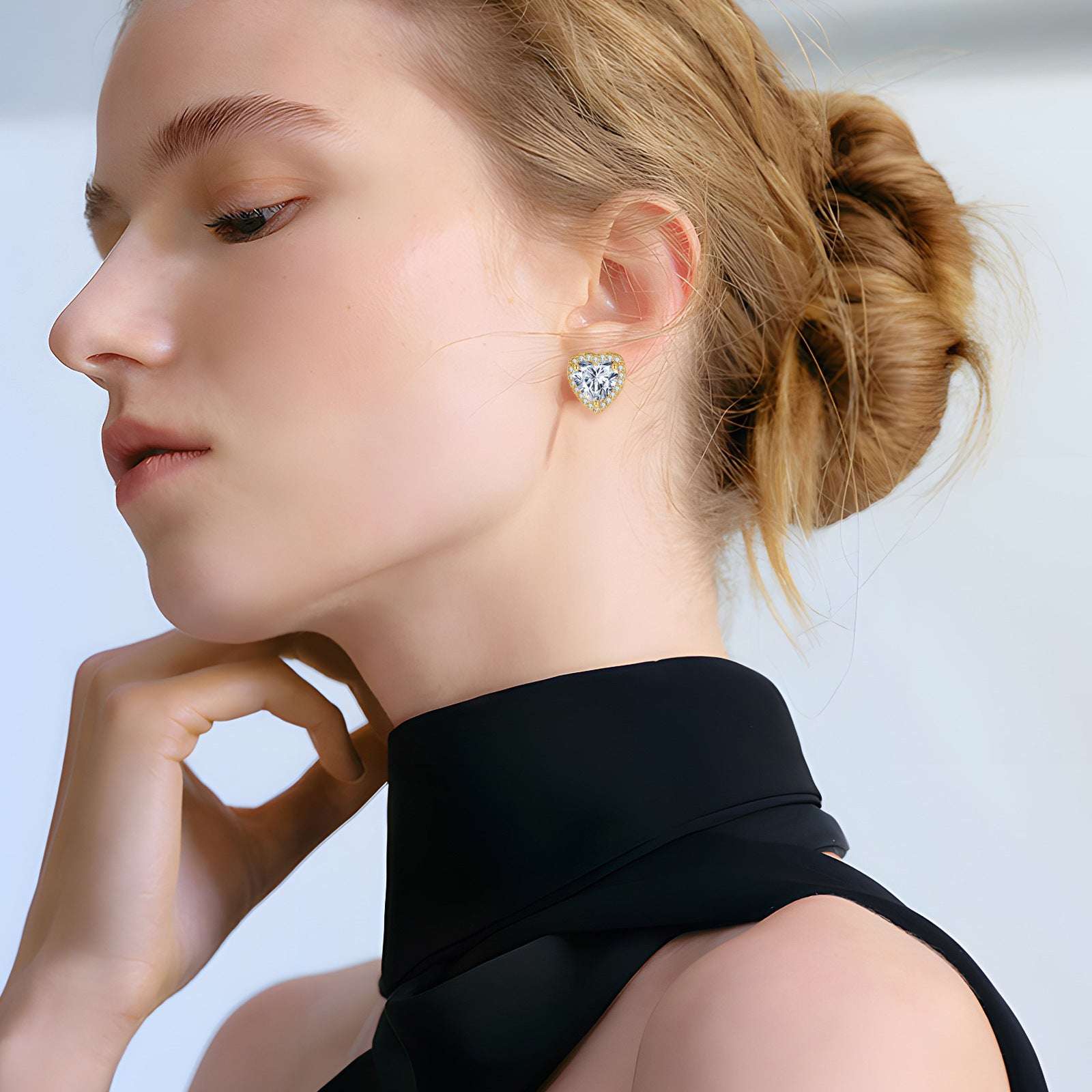 Loving Heart Zircon Stud Earrings Fashion Simple Copper Earrings Women - Sophinity