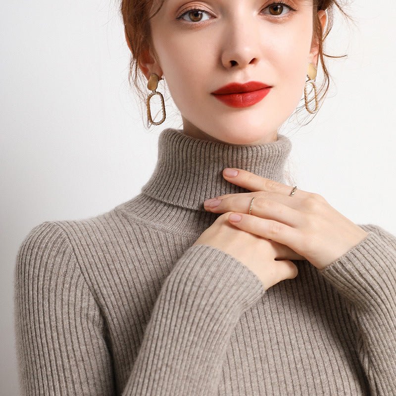 Simple Temperament High Collar Sweater Women's FallWinter Slim Short Pullover - Sophinity