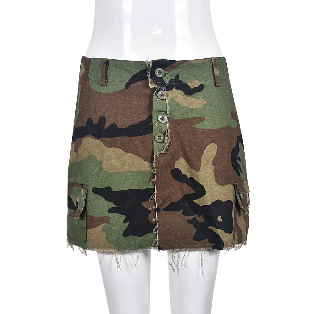 Autumn New Fashion Full Open Skirt Skirt Camouflage Skirt - Sophinity