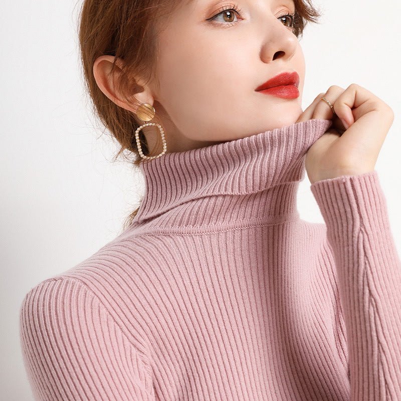 Simple Temperament High Collar Sweater Women's FallWinter Slim Short Pullover - Sophinity