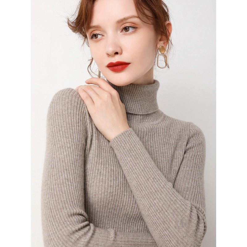 Simple Temperament High Collar Sweater Women's FallWinter Slim Short Pullover - Sophinity