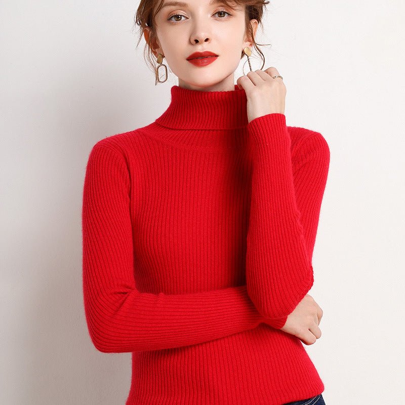 Simple Temperament High Collar Sweater Women's FallWinter Slim Short Pullover - Sophinity