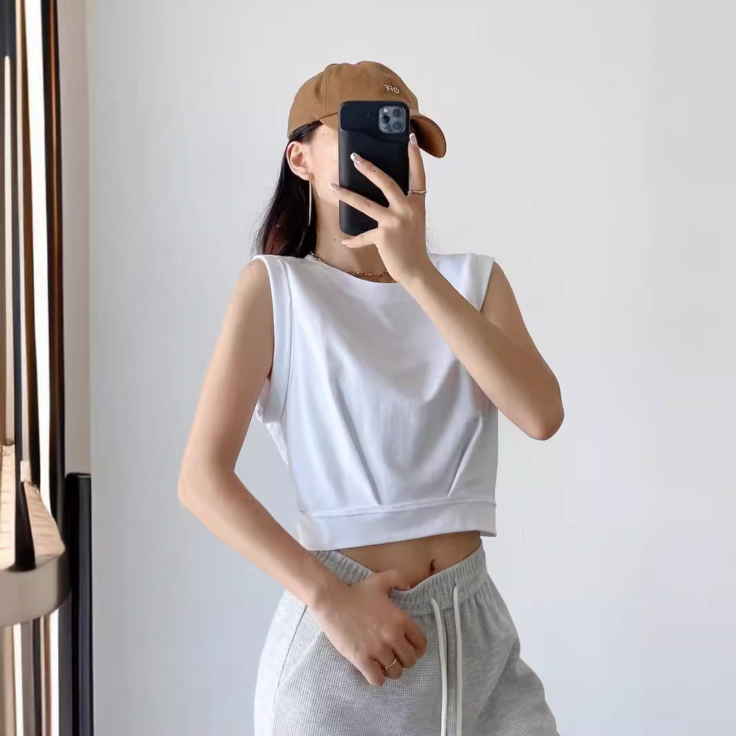 Women's Loose Exercise Blouse I-shaped Round Neck Slim-fit Tank Top - Sophinity