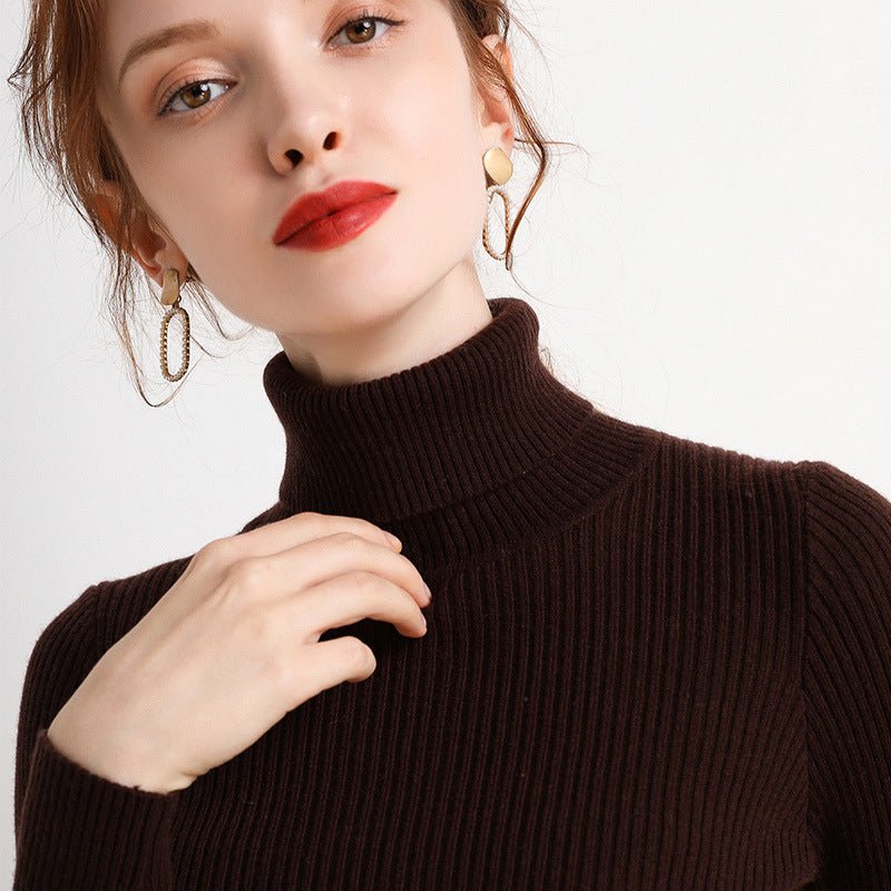 Simple Temperament High Collar Sweater Women's FallWinter Slim Short Pullover - Sophinity