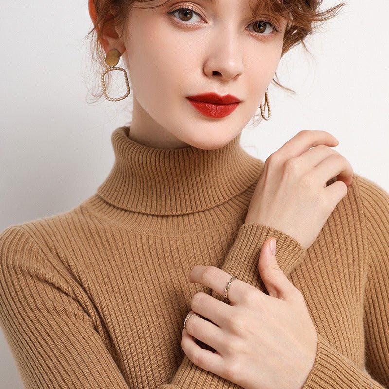 Simple Temperament High Collar Sweater Women's FallWinter Slim Short Pullover - Sophinity