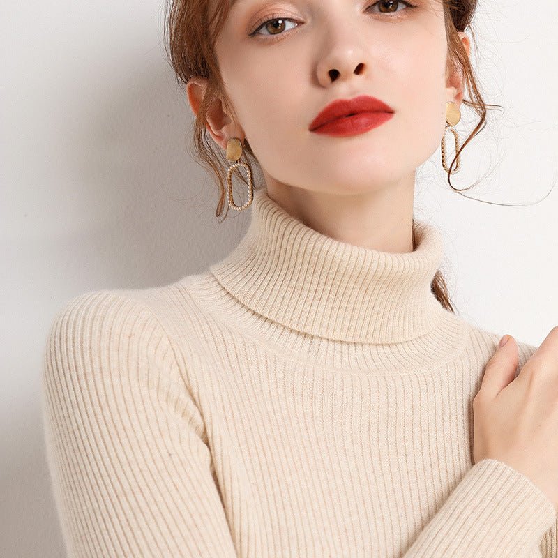 Simple Temperament High Collar Sweater Women's FallWinter Slim Short Pullover - Sophinity