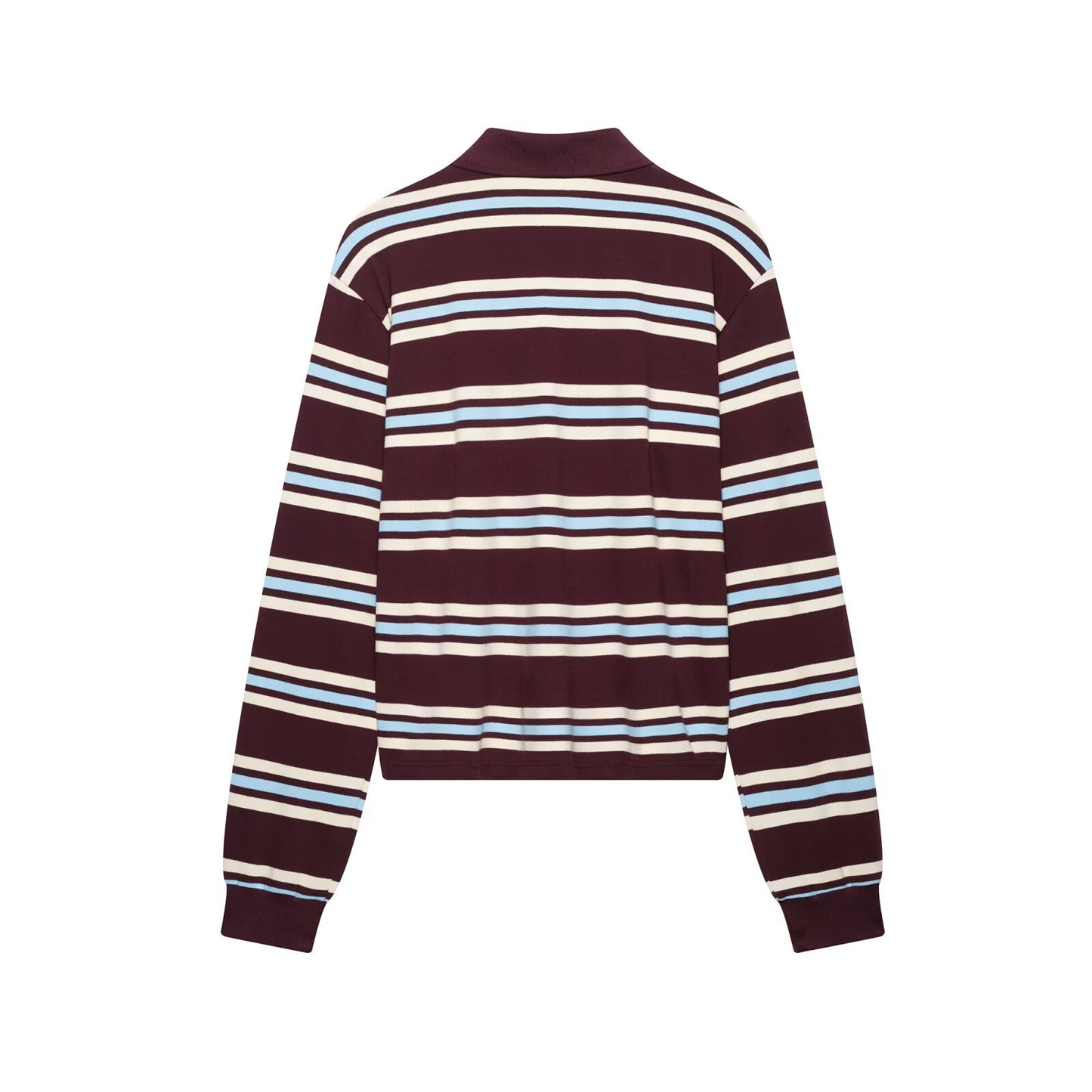 Spring New Women's Fashion Striped Polo Retro Long Sleeve Contrast Color Top - Sophinity