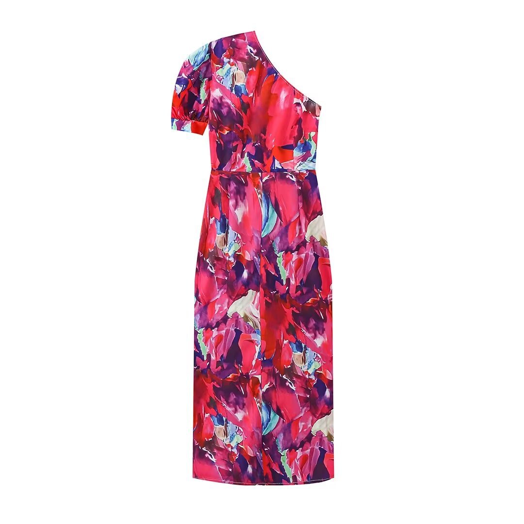 Women's Fashion French Asymmetric Short Sleeve Dress - Sophinity