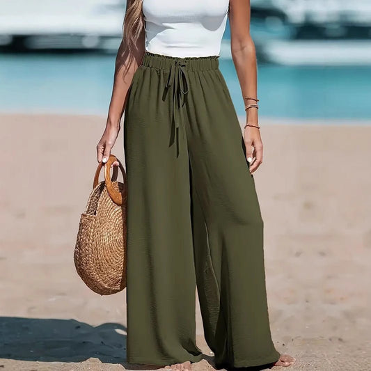 Women's Drawstring Loose Casual Wide - leg Trousers - Sophinity
