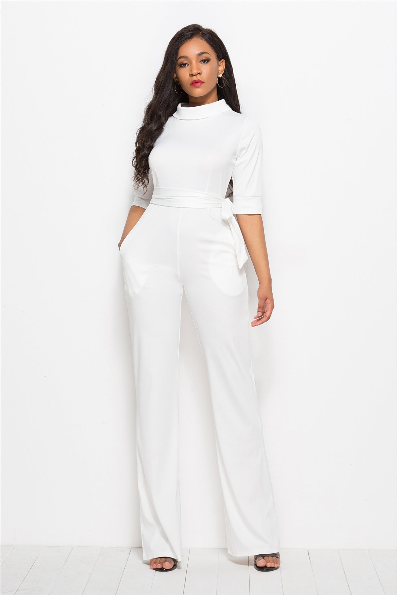 Solid Color One-piece Wide-leg Pants - Sophinity