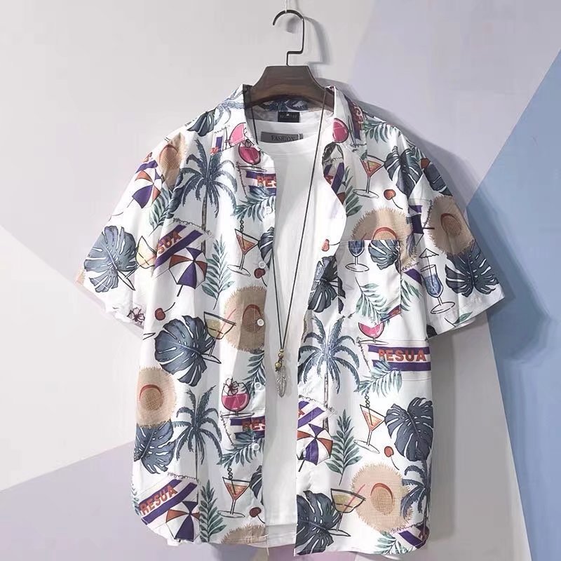 Hong Kong Style Half C Short - sleeved Floral Shirt - Sophinity