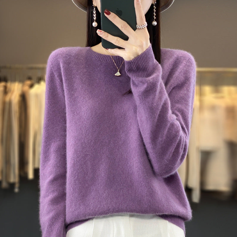Women's Round Neck Sweater Loose Knitted Bottoming Sweater - Sophinity