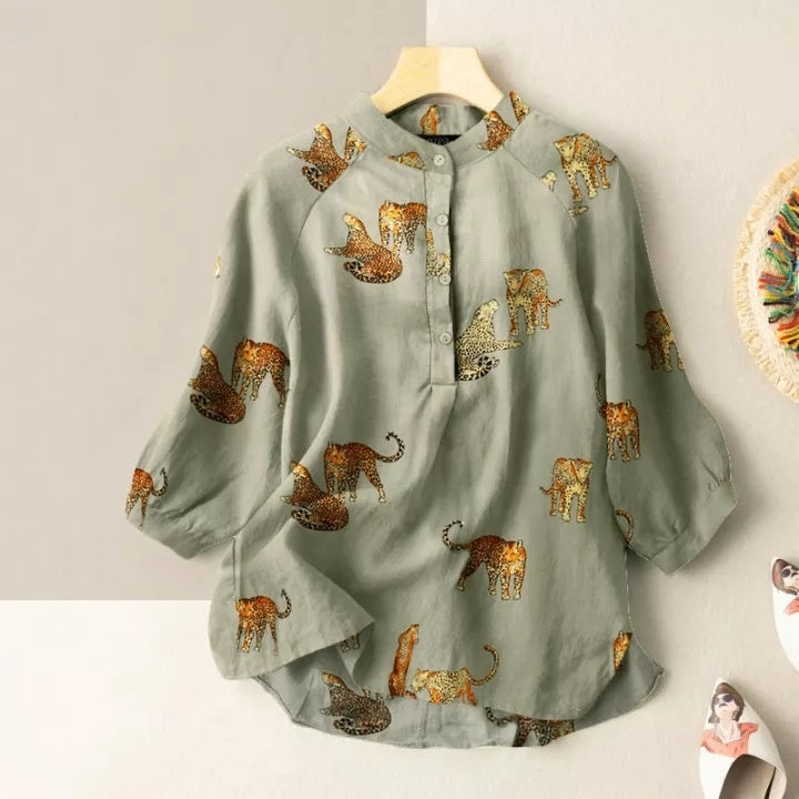 Women's Casual Loose Printed Shirt - Sophinity