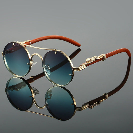 Retro Double Beam Leopard Head Sunglasses - Sophinity