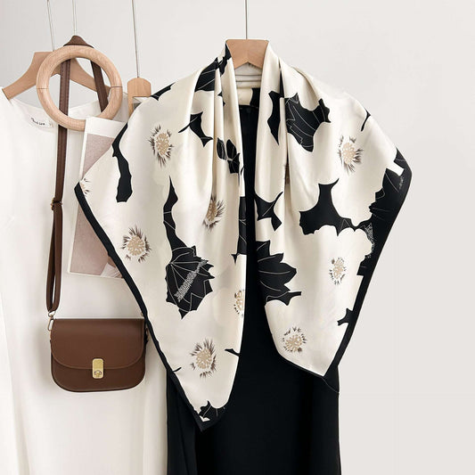 Design Floral Printed Square Scarf Women's Artistic Style Retro - Sophinity