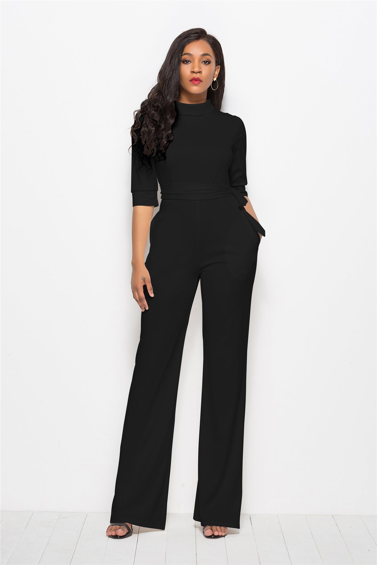 Solid Color One-piece Wide-leg Pants - Sophinity