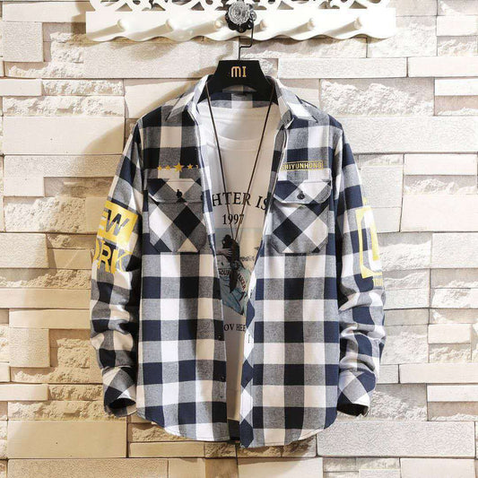 Men Casual Plaid Shirt Slim Fit - Sophinity