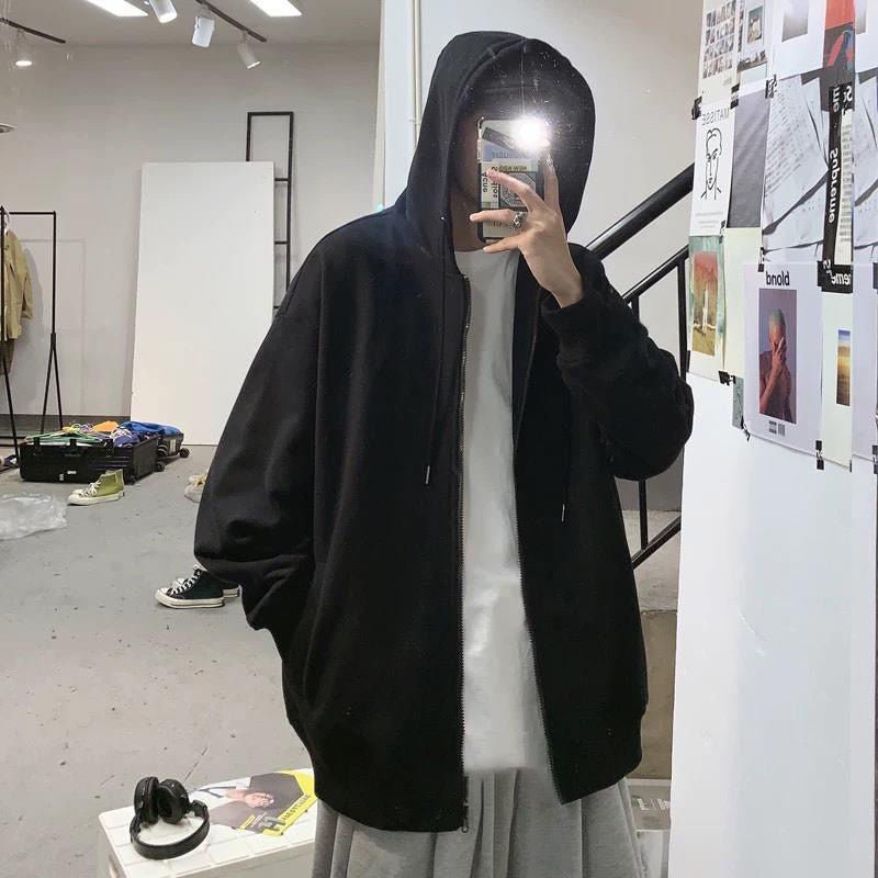 Spring And Autumn Korean Cardigan Sweater Men And Women Loose Harajuku All - match Zipper Jacket - Sophinity