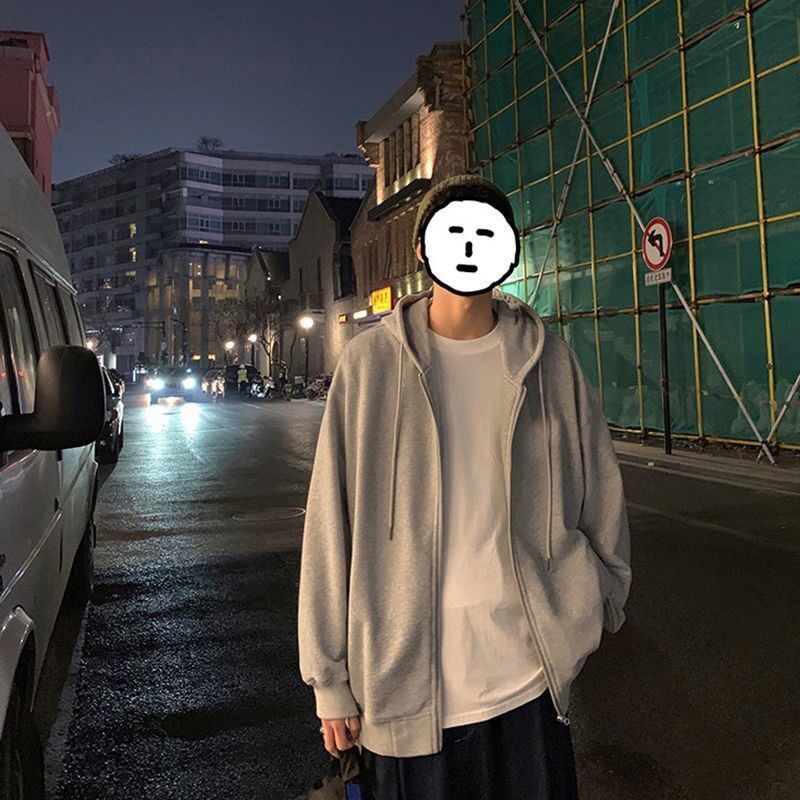 Spring And Autumn Korean Cardigan Sweater Men And Women Loose Harajuku All - match Zipper Jacket - Sophinity