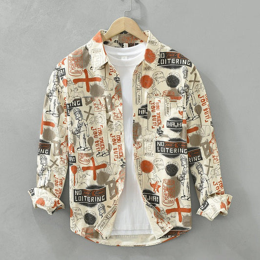 Casual Printing Stylish Shirt Handsome Design Loose Full Print - Sophinity