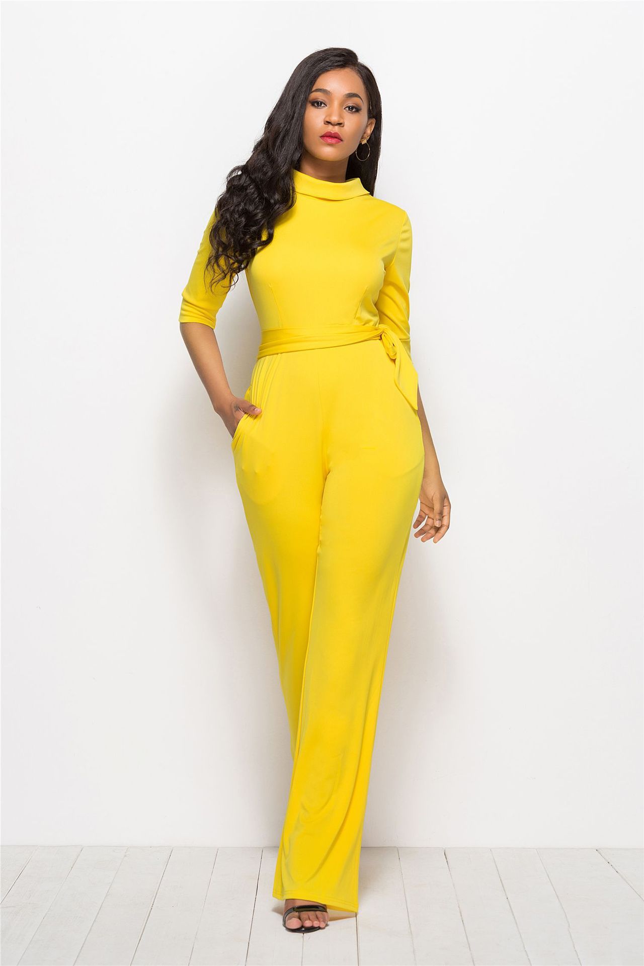 Solid Color One-piece Wide-leg Pants - Sophinity