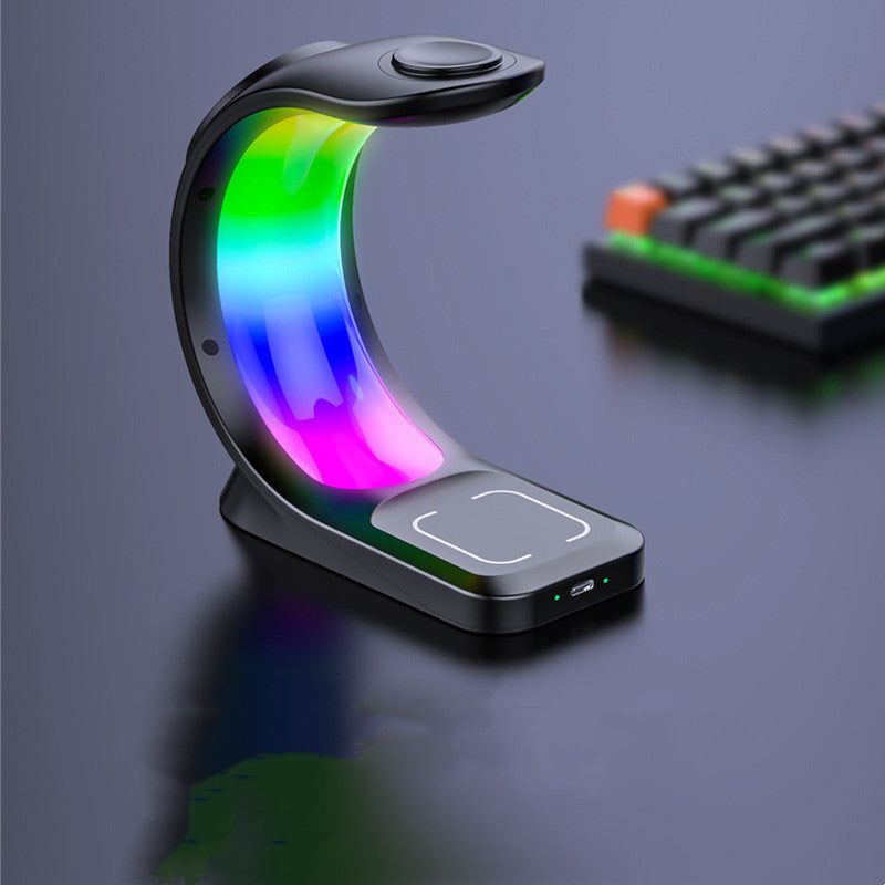 4-in-1 Magnetic Wireless Charger for iPhone, Apple Watch, AirPods Pro & Qi-Enabled Smartphones - Fast Charging Station with RGB Light