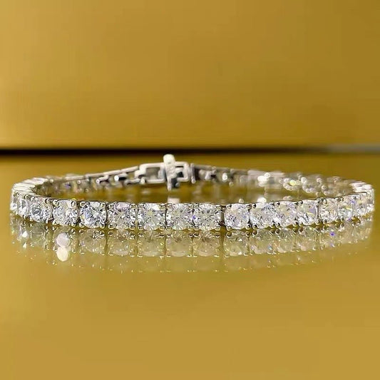Silver High Carbon Diamond Bracelet Men And Women 5mm - Sophinity