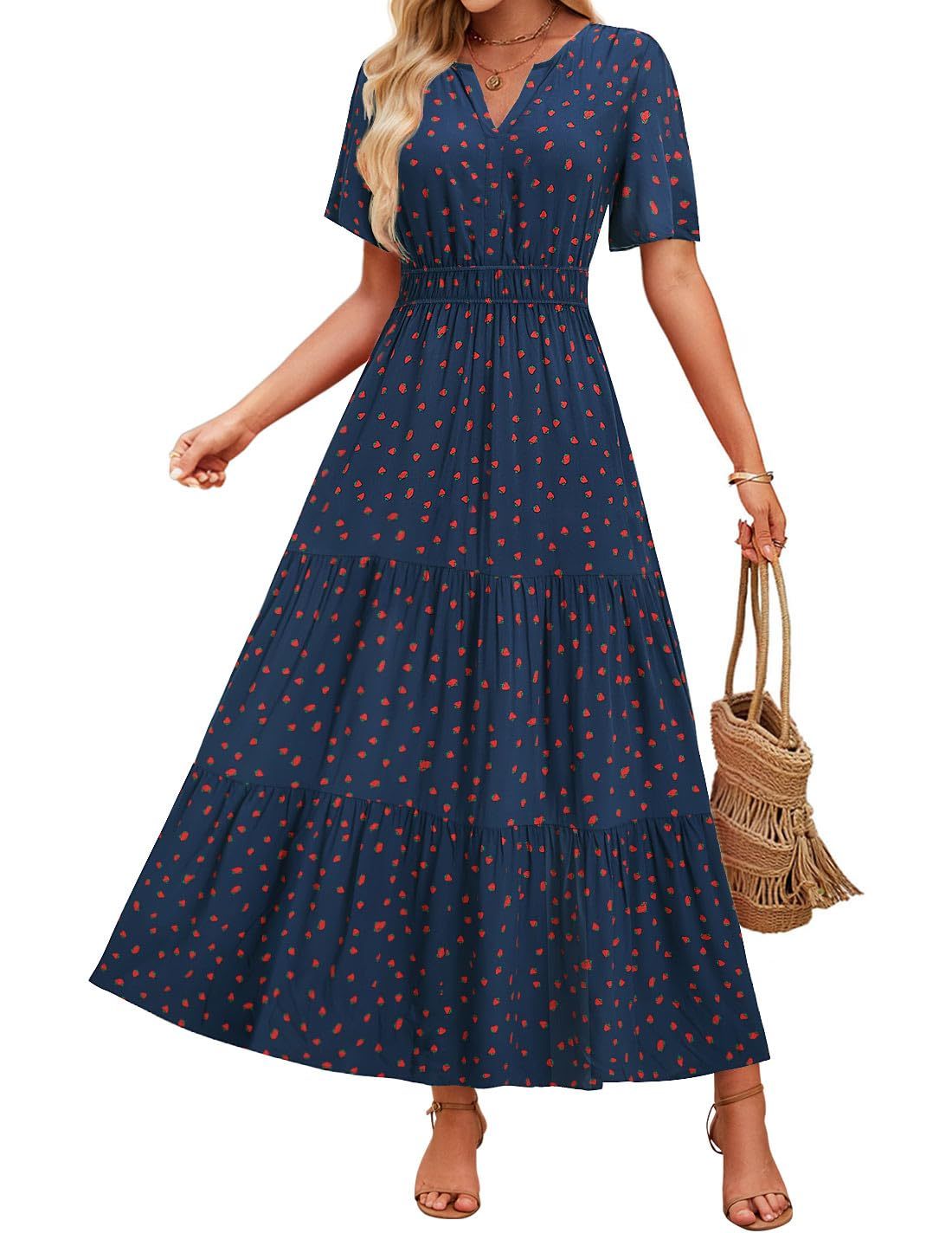 Summer Casual Floral Print Maxi Dress - Sophinity
