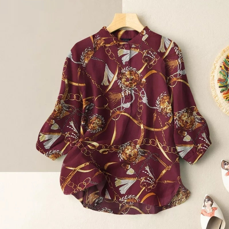 Women's Casual Loose Printed Shirt - Sophinity