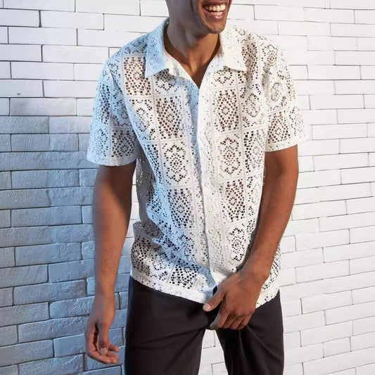 Cross Border Mesh Hollow Out Shirt - Sophinity