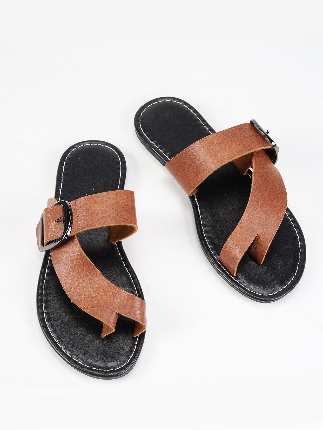 Summer Buckle Toe Clip Sandals Fashion Flat Beach Shoes Casual Comfortable Slides Slippers - Sophinity