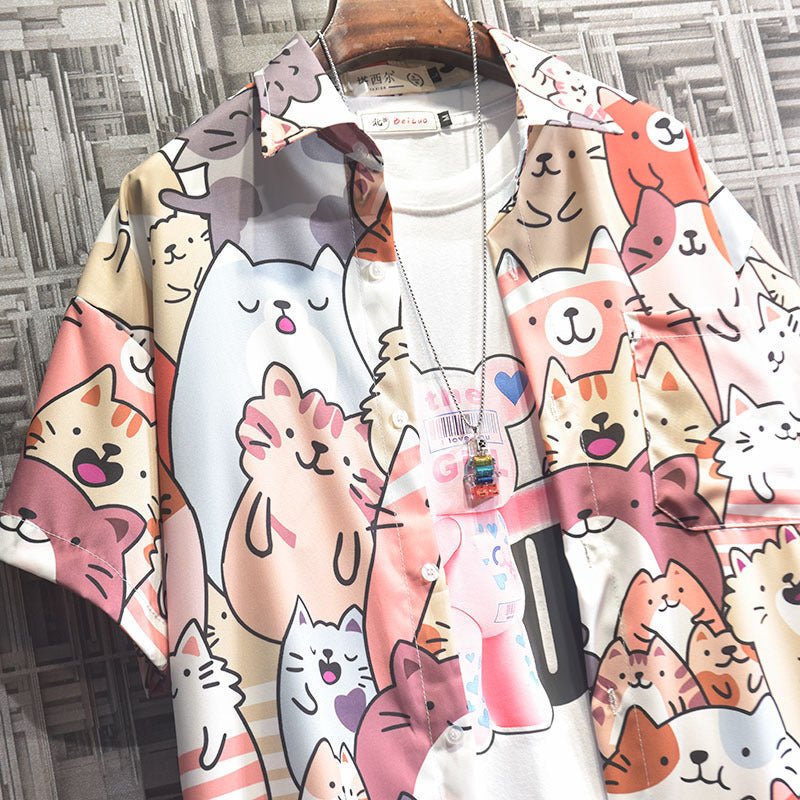 Hong Kong Style Half C Short - sleeved Floral Shirt - Sophinity