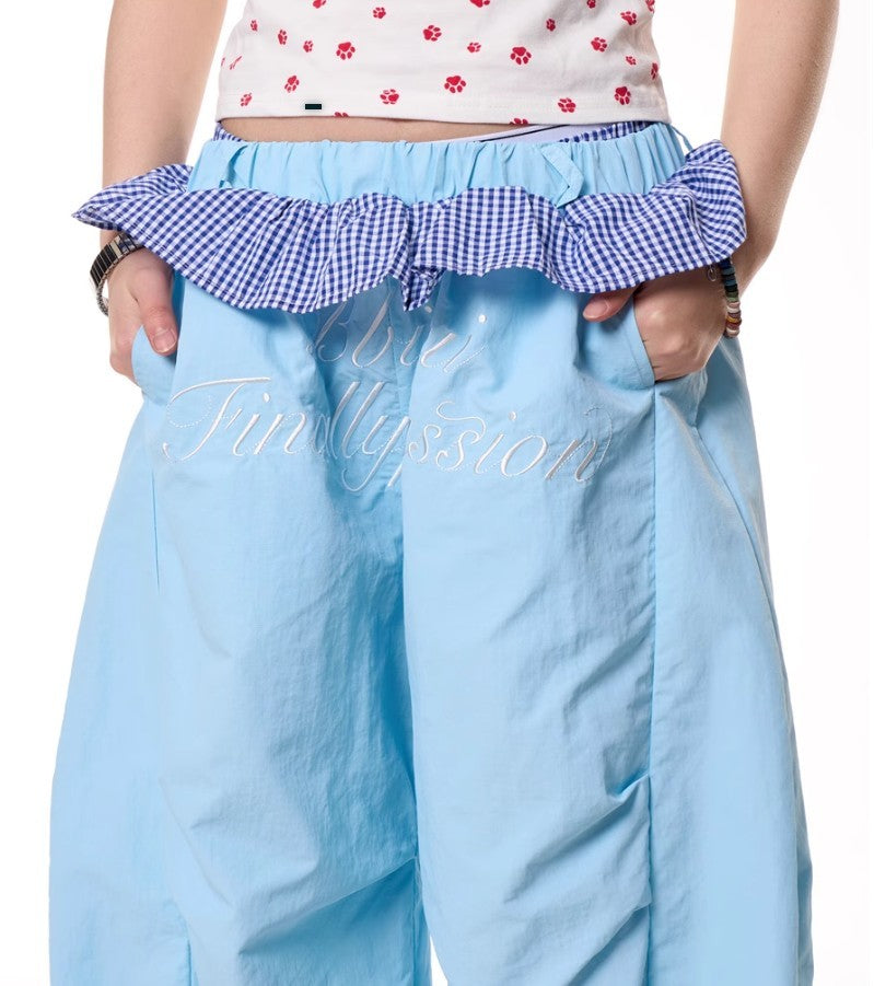 Plaid Stitching Wide Leg Pants Women's Loose Quick-drying Pants - Sophinity