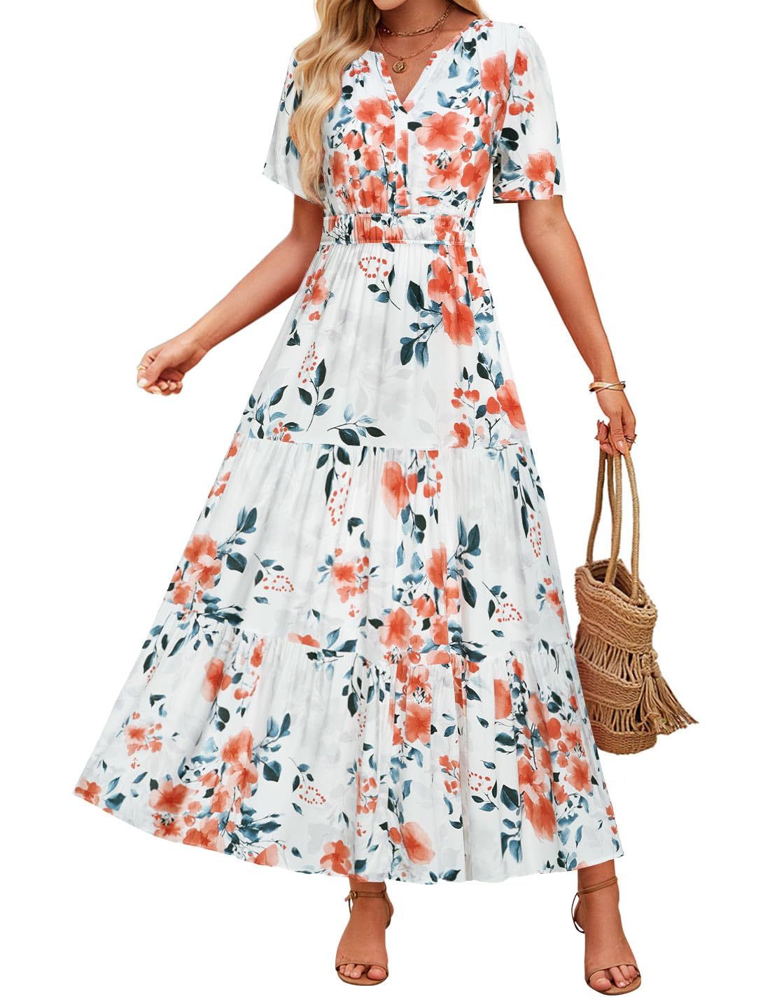 Summer Casual Floral Print Maxi Dress - Sophinity