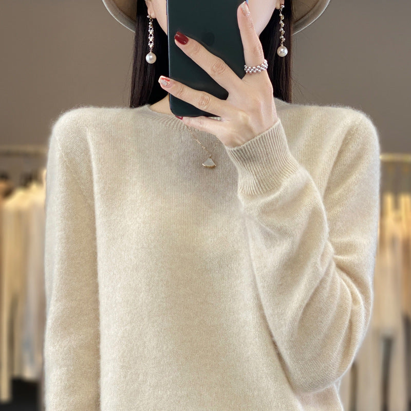 Women's Round Neck Sweater Loose Knitted Bottoming Sweater - Sophinity