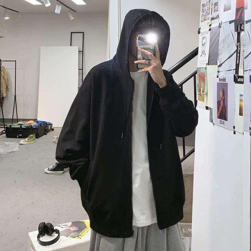 Spring And Autumn Korean Cardigan Sweater Men And Women Loose Harajuku All - match Zipper Jacket - Sophinity