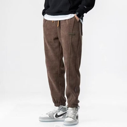 Men's Corduroy Casual Loose Straight Ankle - tied Trousers - Sophinity