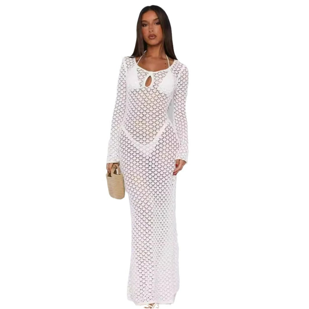 Sunscreen Dress Sheer Cutout Knitted - Sophinity