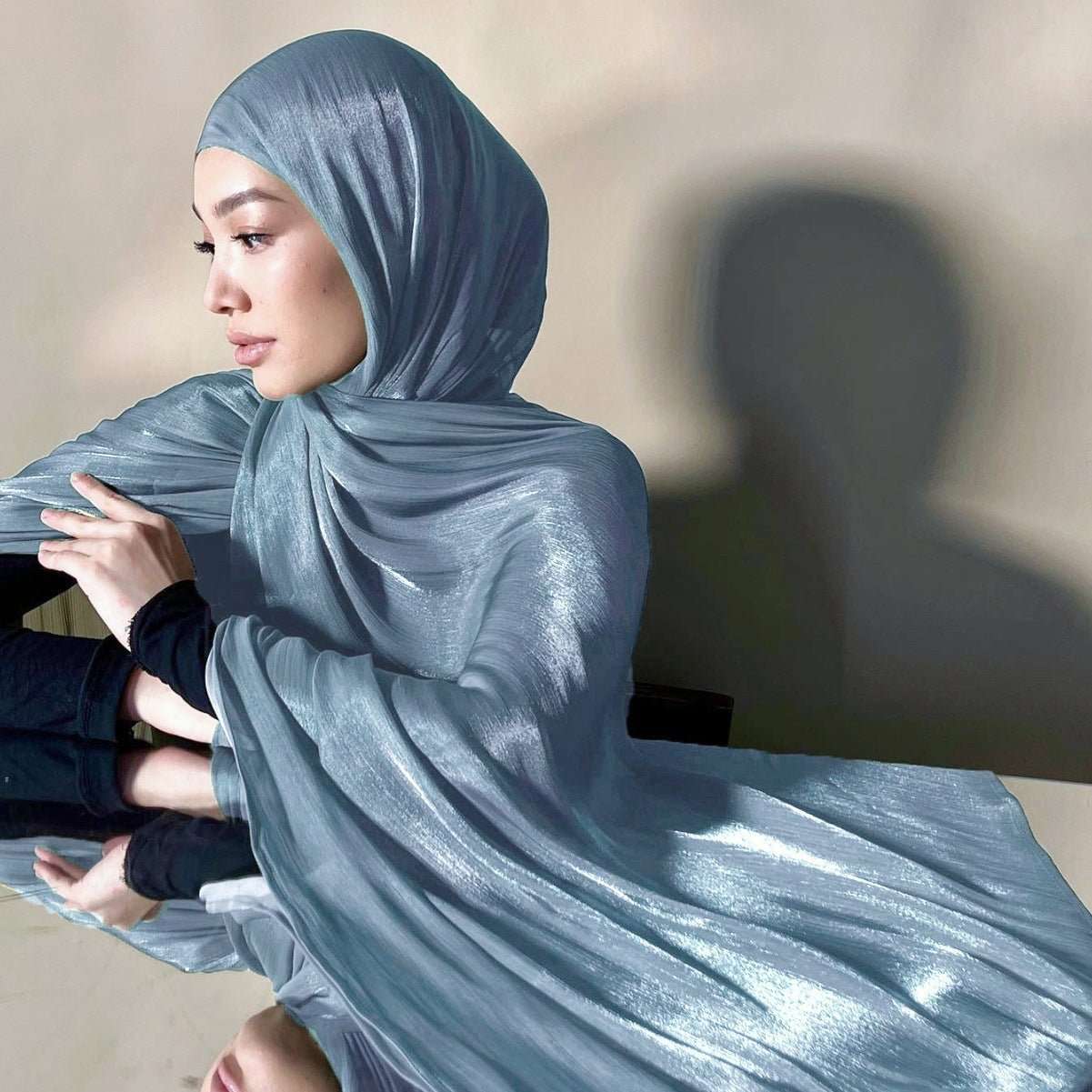 Solid Color Thin Travel Sun Protection Shawl Linen Plain Satin Scarf - Sophinity