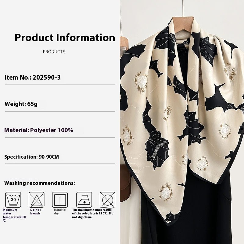 Design Floral Printed Square Scarf Women's Artistic Style Retro - Sophinity